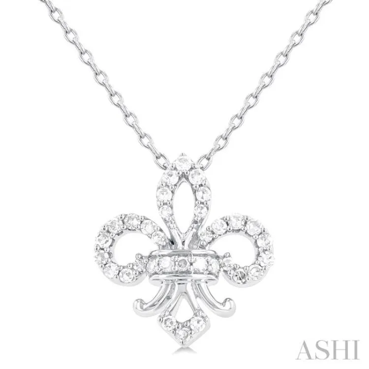 ctw Pendant Diamond Fleur Cut Cyber Monday deal With 10K Fashion White De Round Lis in Petite Chain Futuristic 1/6 Gold