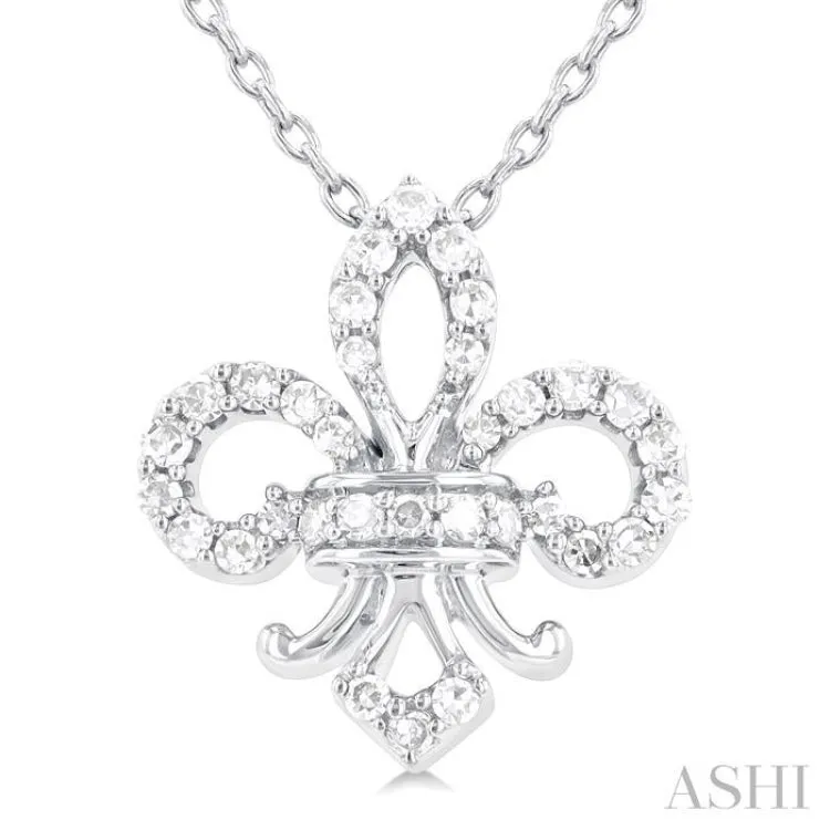 ctw Pendant Diamond Fleur Cut Cyber Monday deal With 10K Fashion White De Round Lis in Petite Chain Futuristic 1/6 Gold