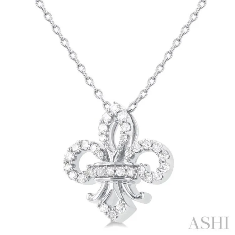 ctw Pendant Diamond Fleur Cut Cyber Monday deal With 10K Fashion White De Round Lis in Petite Chain Futuristic 1/6 Gold