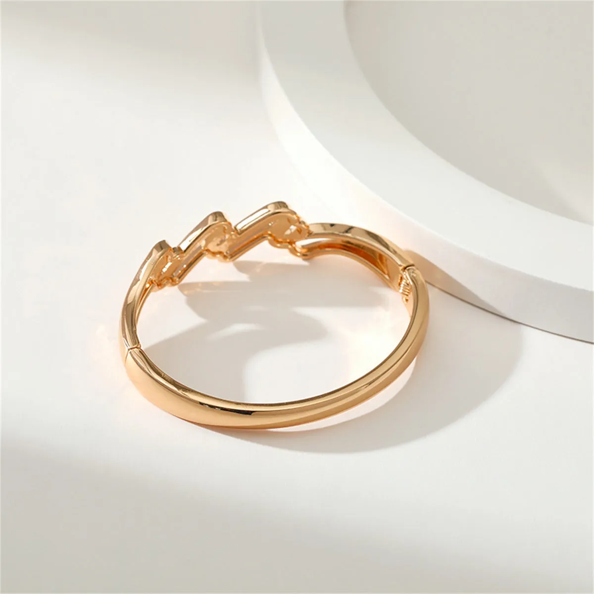 Cubic Zirconia & 18K Gold-Plated Layered Wave Bangle