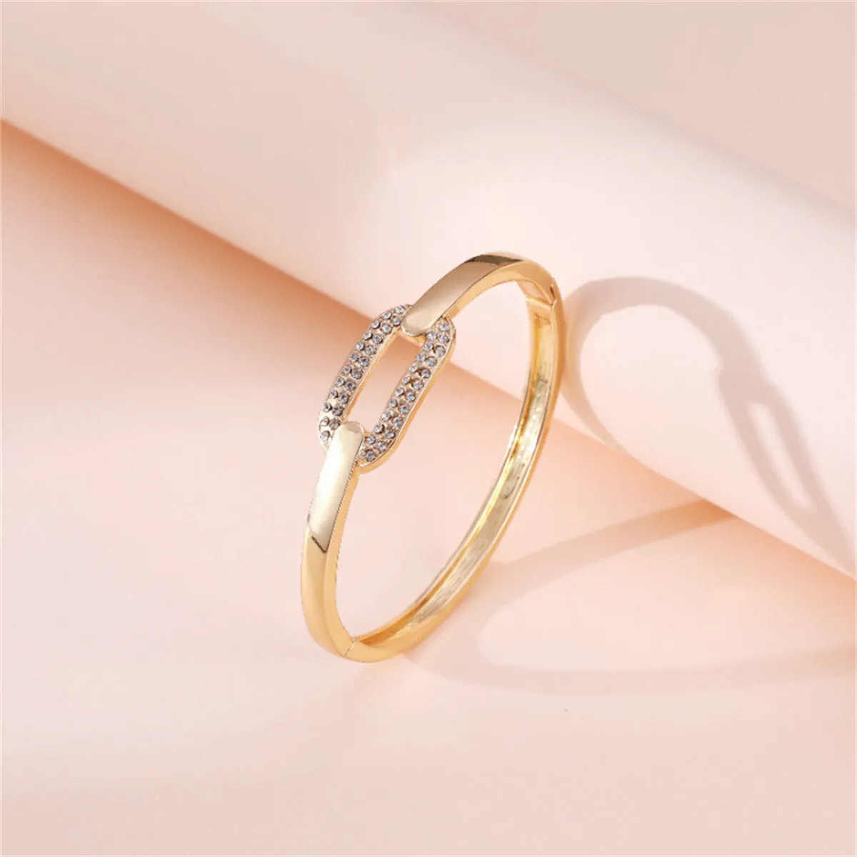Cubic Zirconia & 18K Gold-Plated Oval Bangle