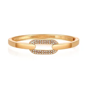 Cubic Zirconia & 18K Gold-Plated Oval Bangle