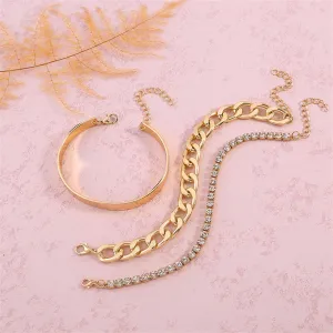 Cubic Zirconia & 18K Gold-Plated Tennis Bracelet Set