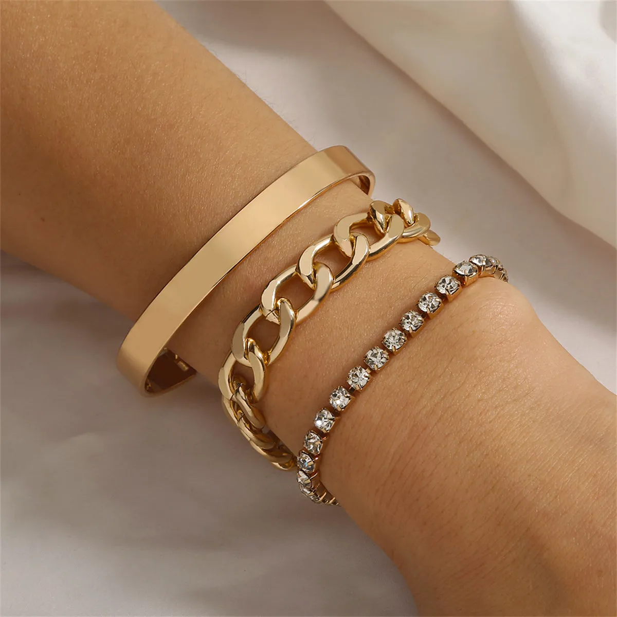 Cubic Zirconia & 18K Gold-Plated Tennis Bracelet Set