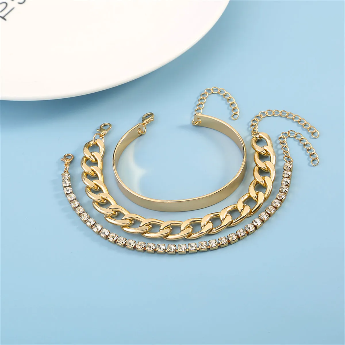 Cubic Zirconia & 18K Gold-Plated Tennis Bracelet Set