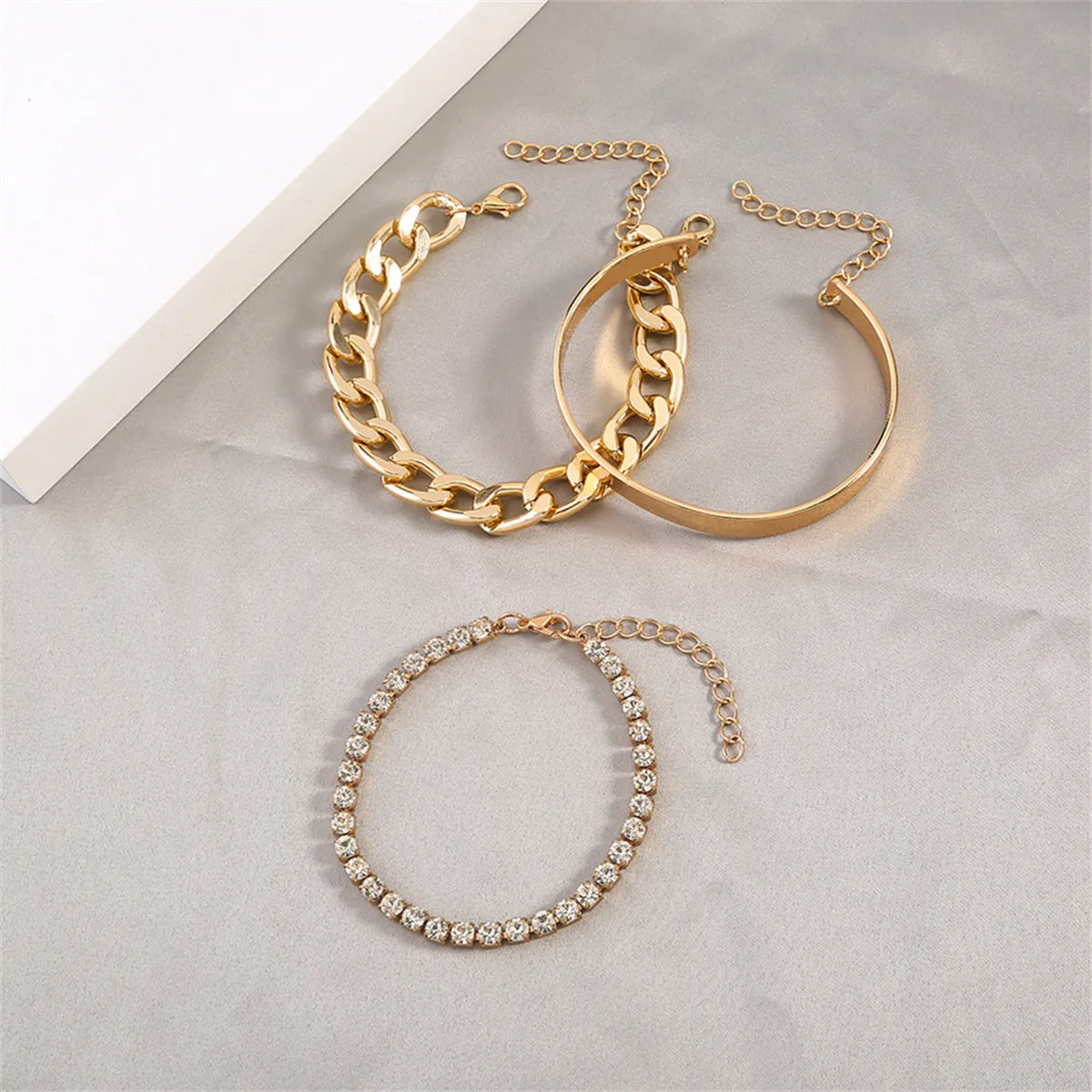 Cubic Zirconia & 18K Gold-Plated Tennis Bracelet Set