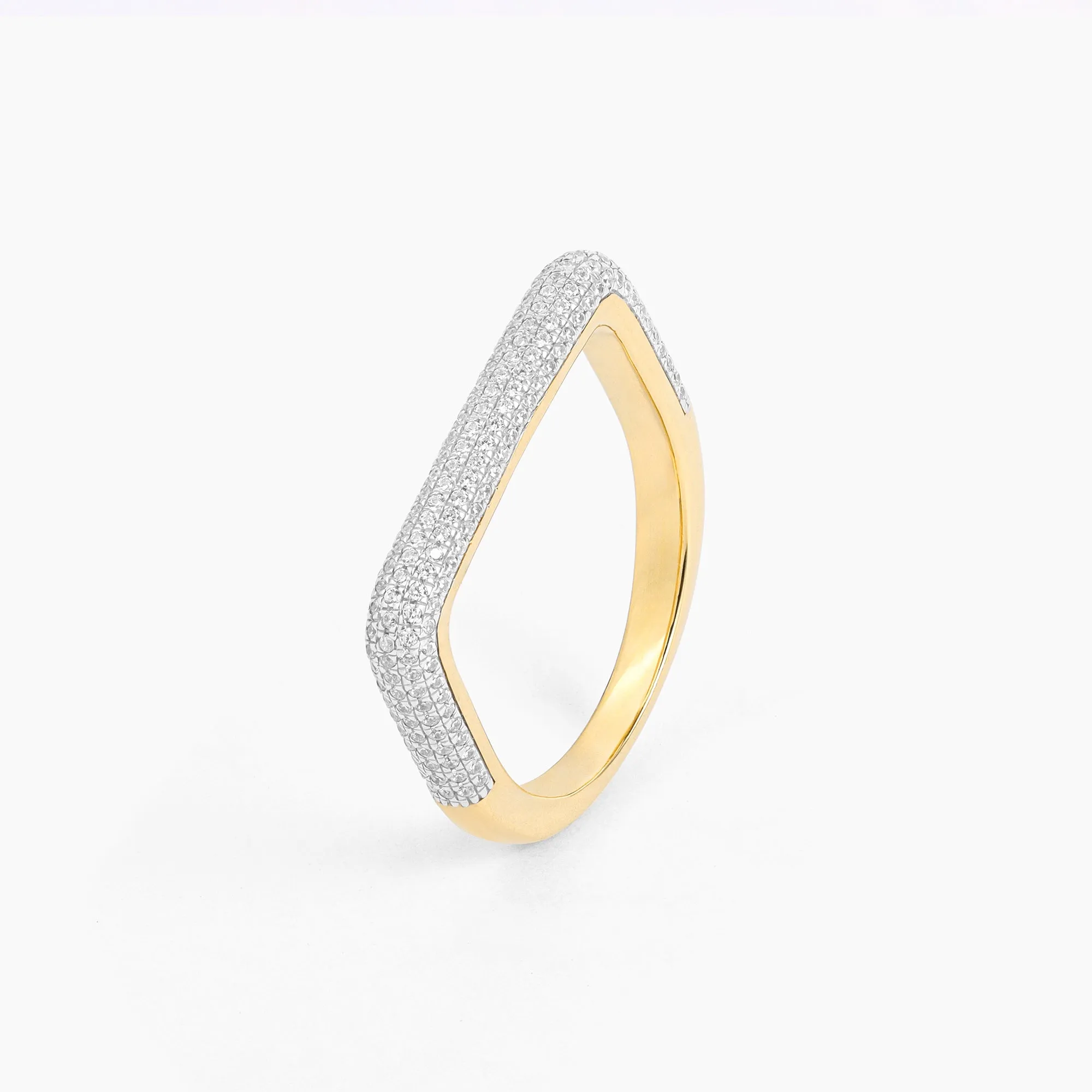 Curved Diamond Bar Stackable Ring