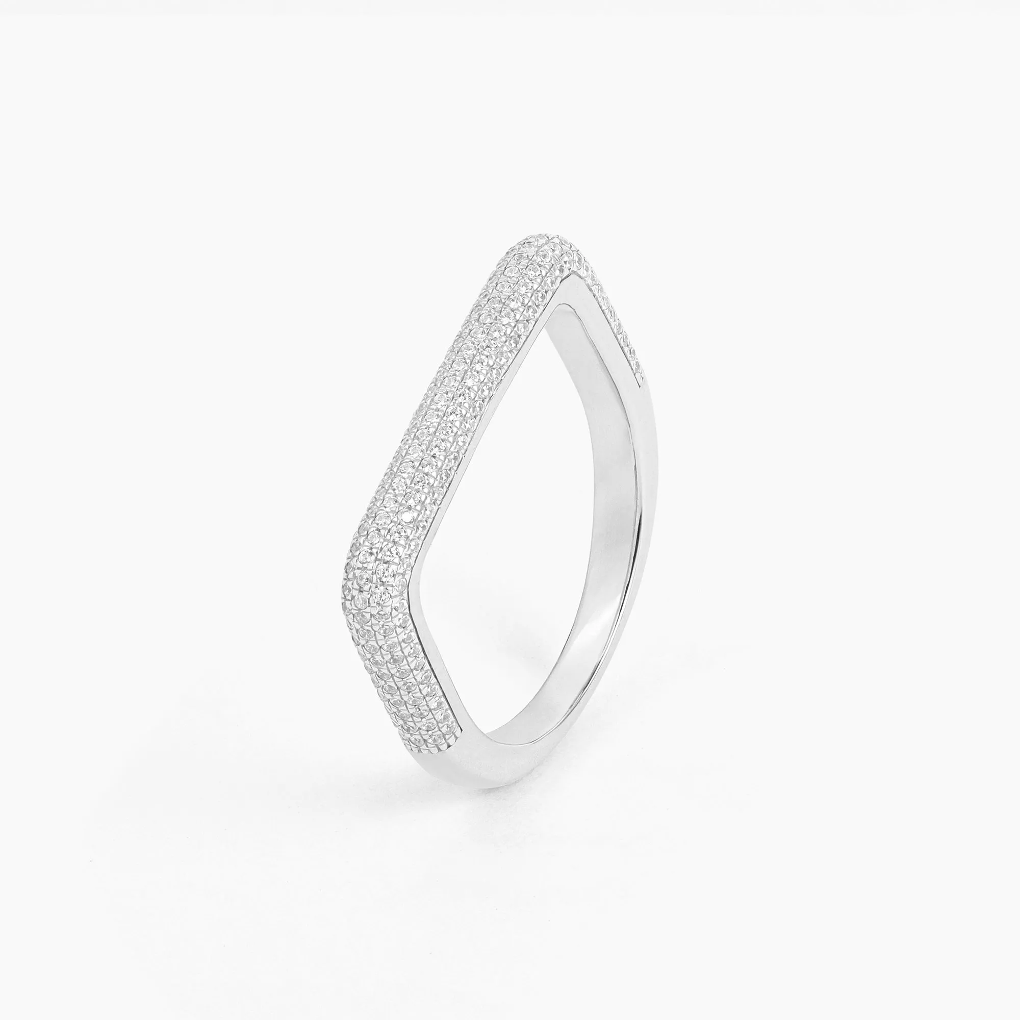 Curved Diamond Bar Stackable Ring