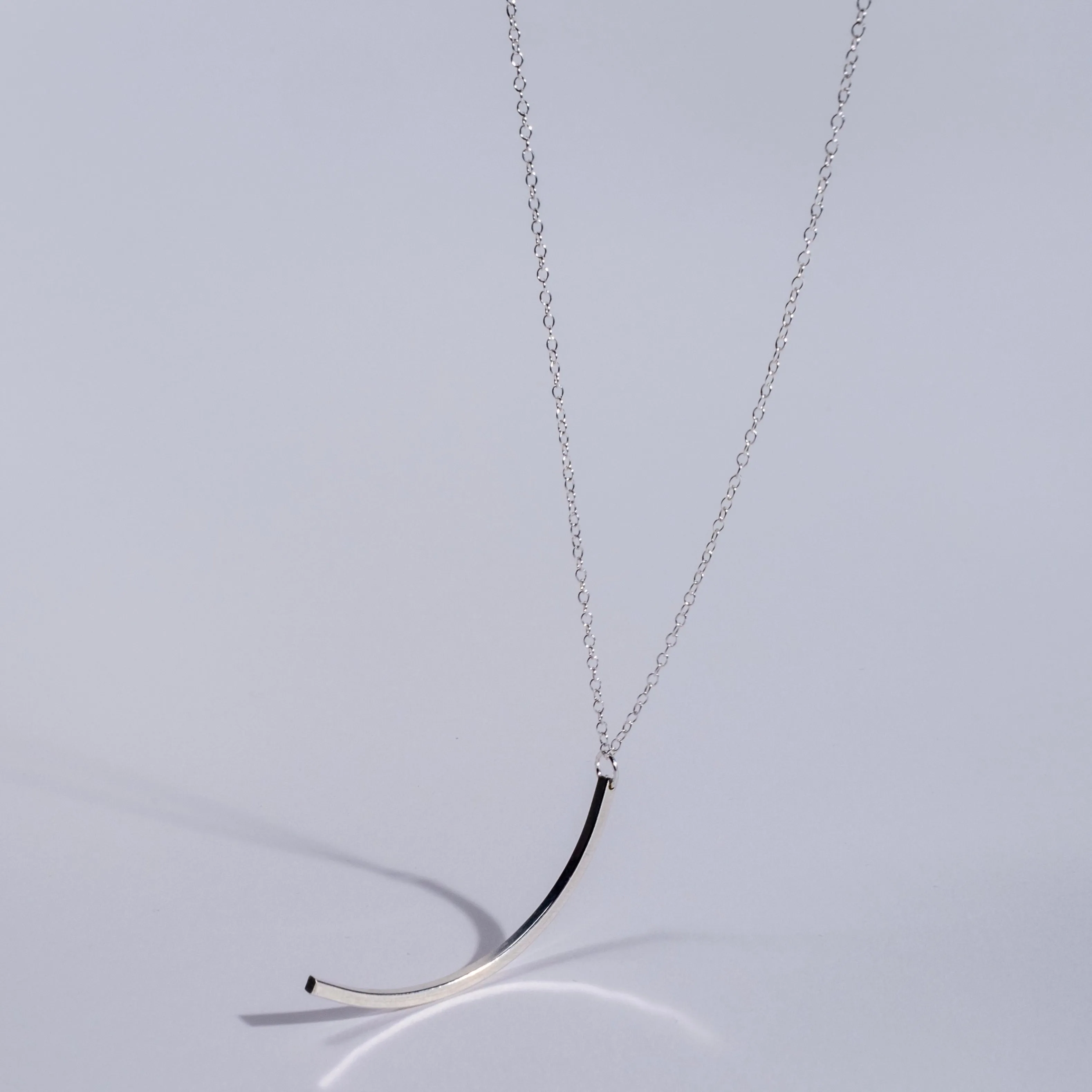 Curved Linear Bar Necklace - Choose your Metal