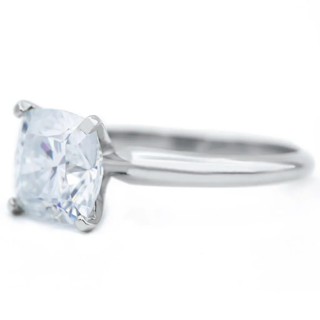 Cushion First Crush FAB Moissanite 4 Prongs FANCY Solitaire Ring