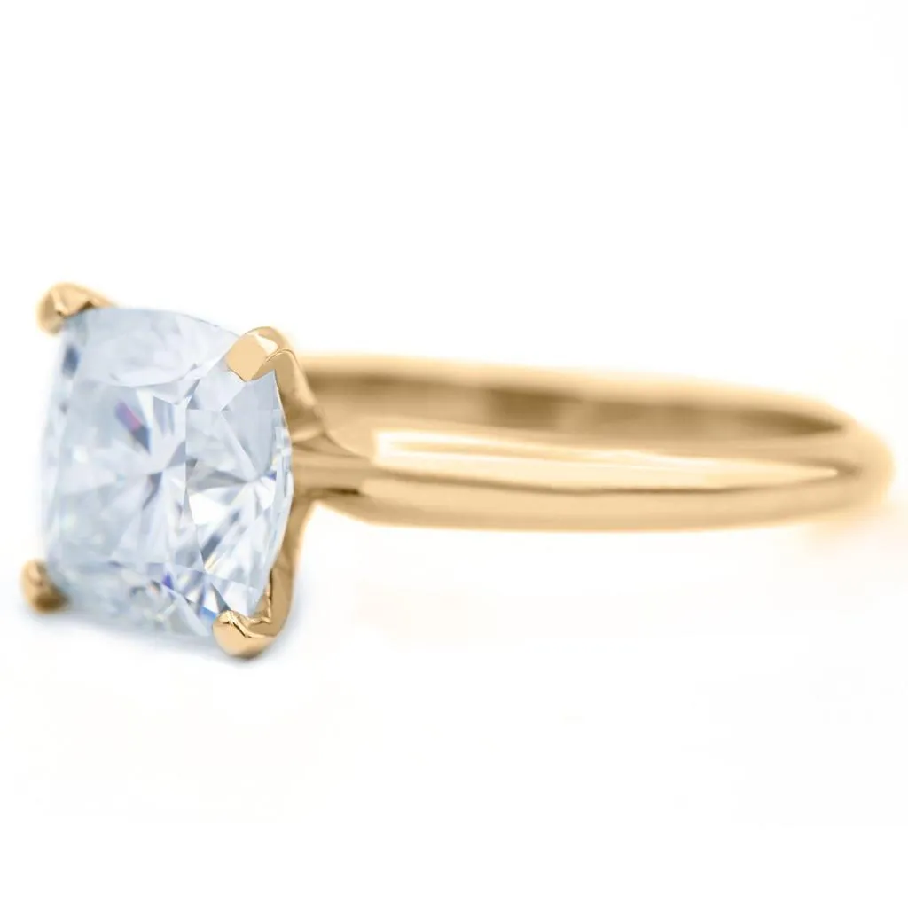 Cushion First Crush FAB Moissanite 4 Prongs FANCY Solitaire Ring