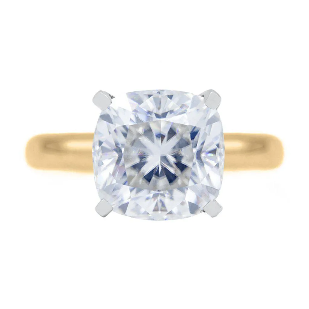 Cushion First Crush FAB Moissanite 4 Prongs FANCY Solitaire Ring