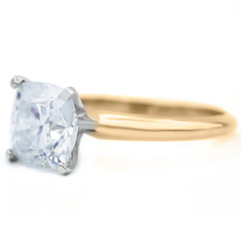Cushion First Crush FAB Moissanite 4 Prongs FANCY Solitaire Ring