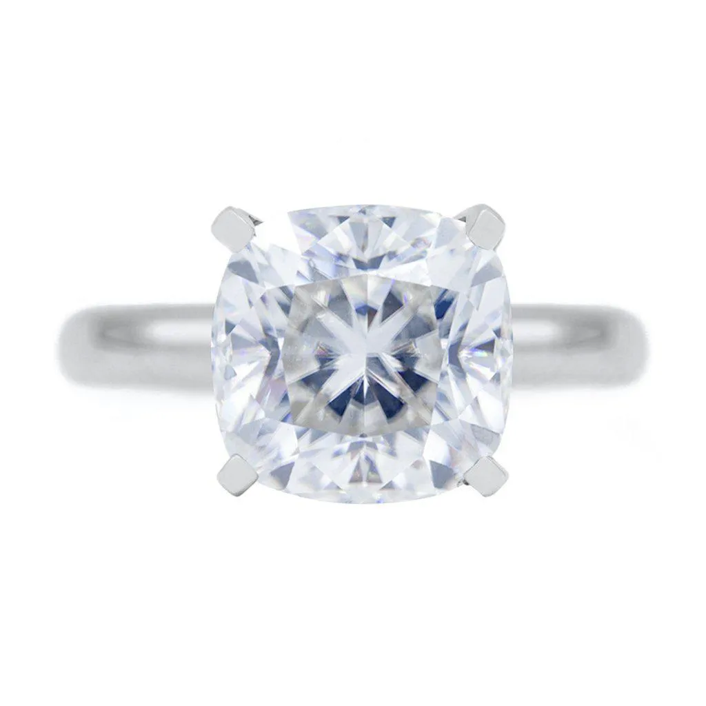 Cushion First Crush FAB Moissanite 4 Prongs FANCY Solitaire Ring