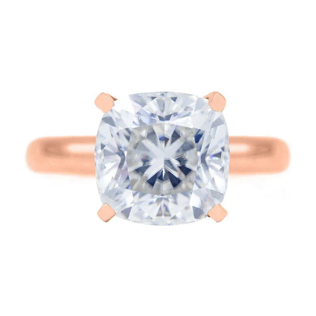 Cushion First Crush FAB Moissanite 4 Prongs FANCY Solitaire Ring