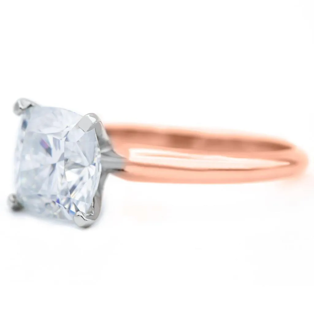 Cushion First Crush FAB Moissanite 4 Prongs FANCY Solitaire Ring