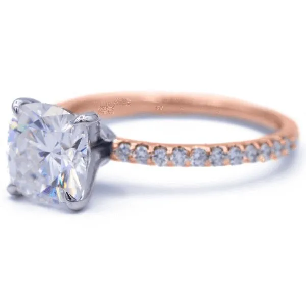 Cushion Moissanite 4 Prongs Diamond Accent Ice Solitaire Ring