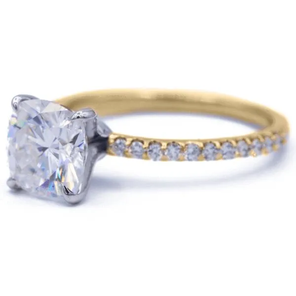 Cushion Moissanite 4 Prongs Diamond Accent Ice Solitaire Ring