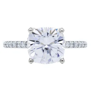 Cushion Moissanite 4 Prongs Diamond Accent Ice Solitaire Ring