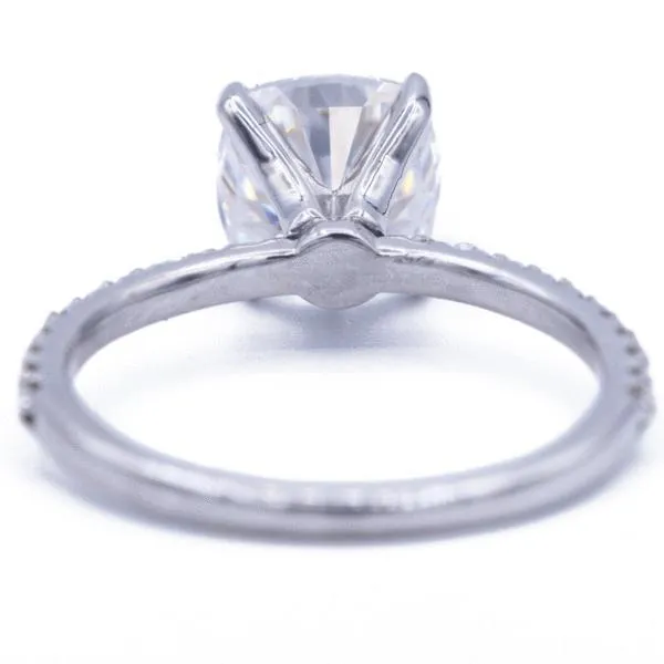 Cushion Moissanite 4 Prongs Diamond Accent Ice Solitaire Ring
