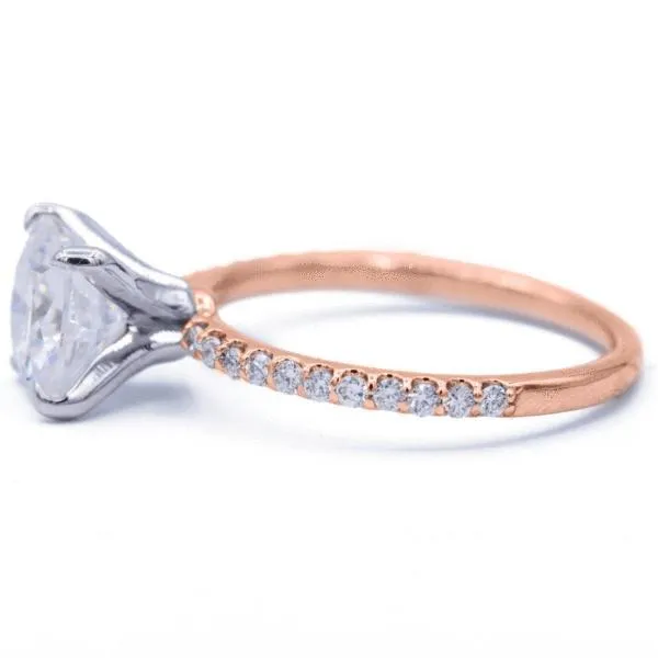 Cushion Moissanite 4 Prongs Diamond Accent Ice Solitaire Ring
