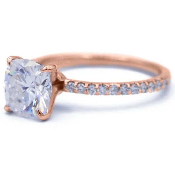 Cushion Moissanite 4 Prongs Diamond Accent Ice Solitaire Ring