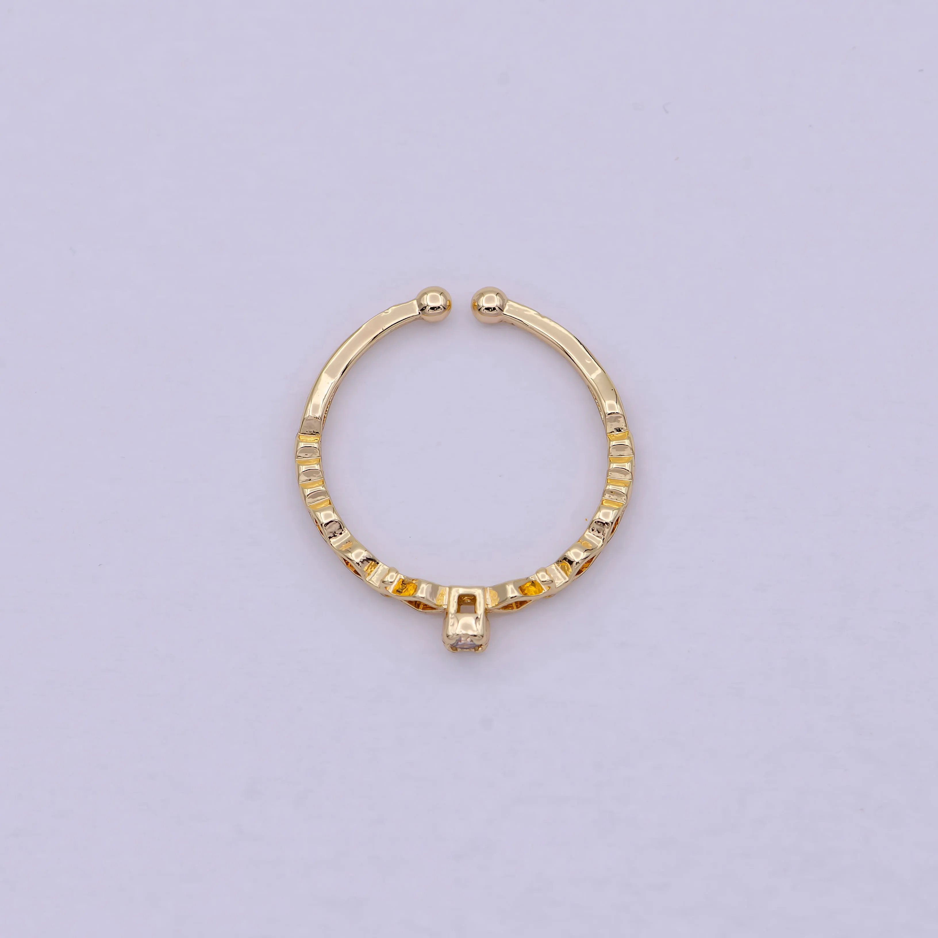 Dainty Solitaire Ring Open Adjustable Gold Ring Jewelry U-219