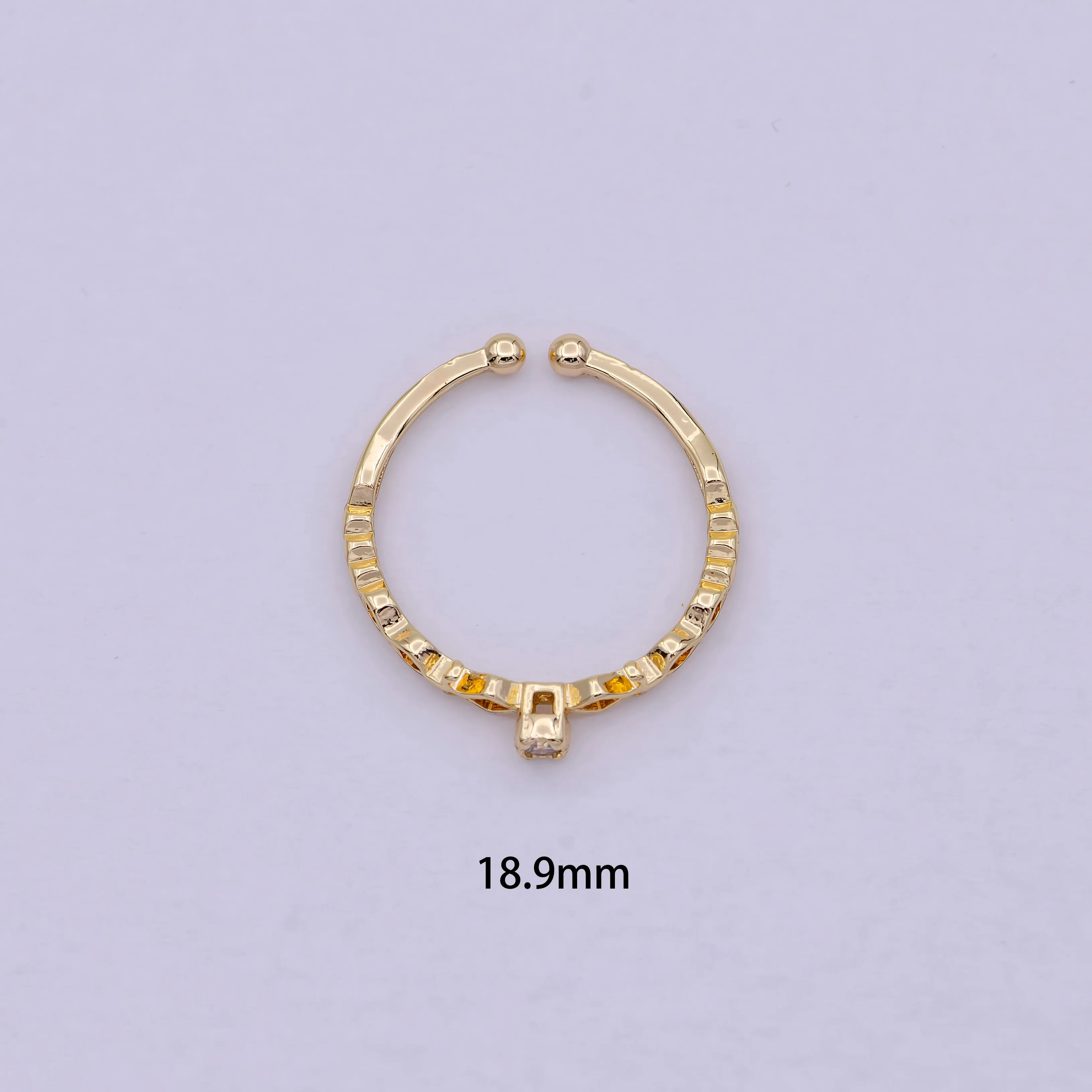 Dainty Solitaire Ring Open Adjustable Gold Ring Jewelry U-219