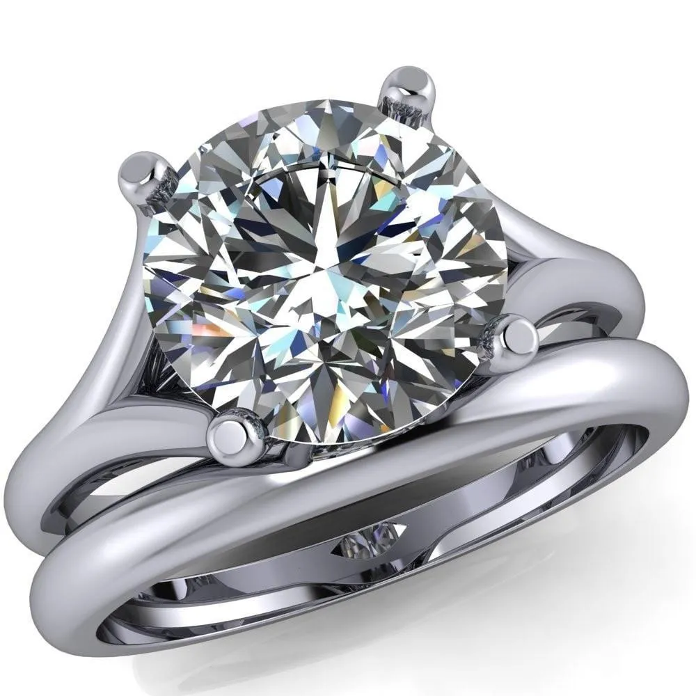 Dakota Round Center Stone 4 Prong Split Shank Ring