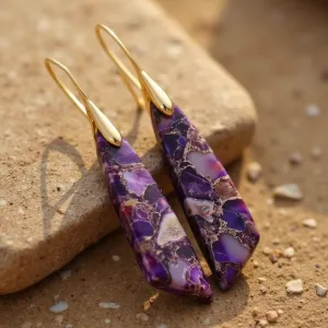 Dangling Earrings in Purple Jasper