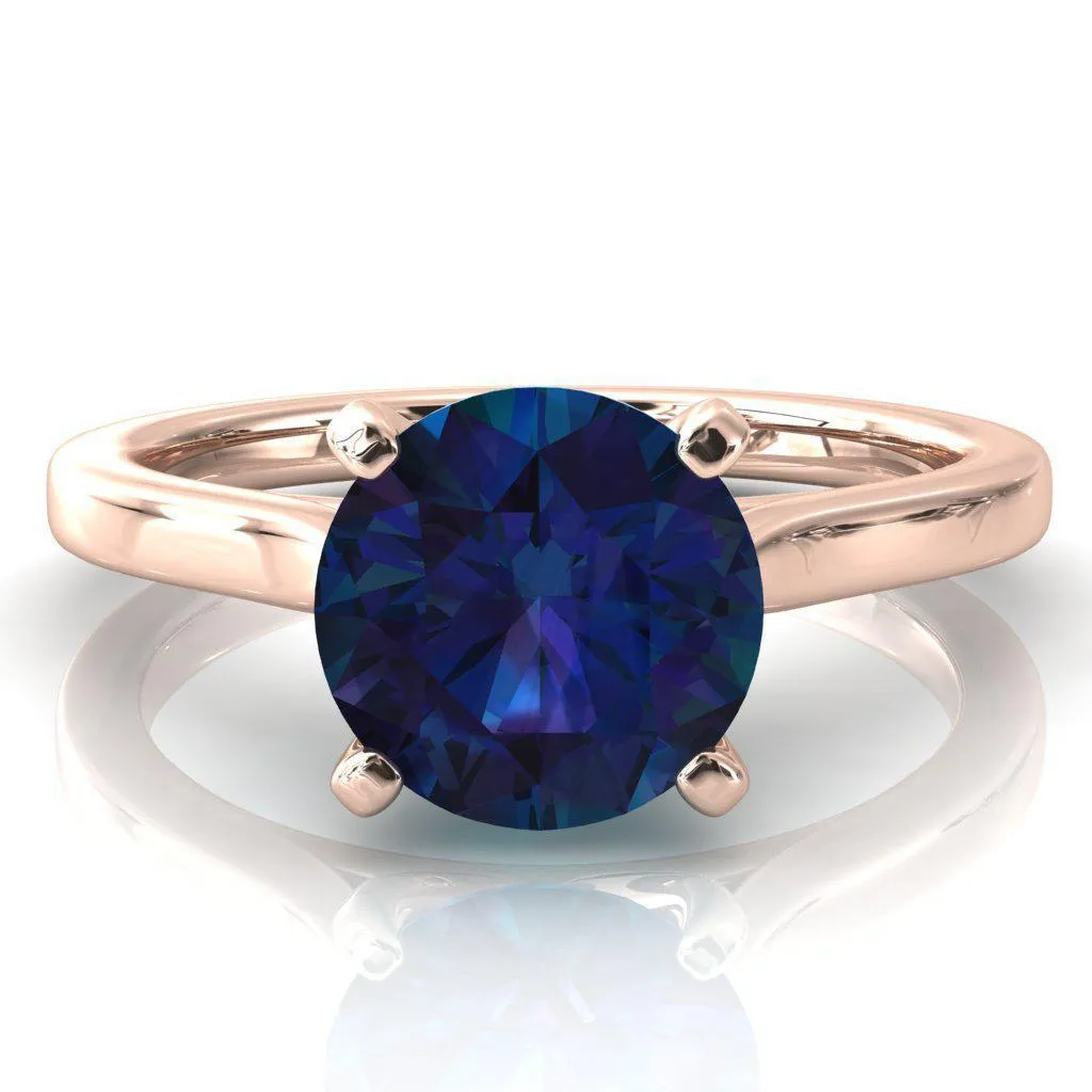Darci Round Alexandrite 4 Prong Cathedral Solitaire Engagement Ring