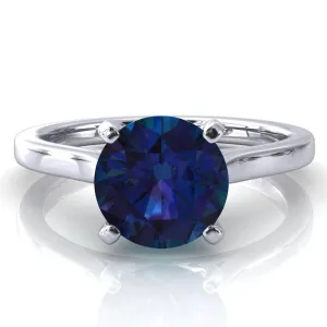 Darci Round Alexandrite 4 Prong Cathedral Solitaire Engagement Ring