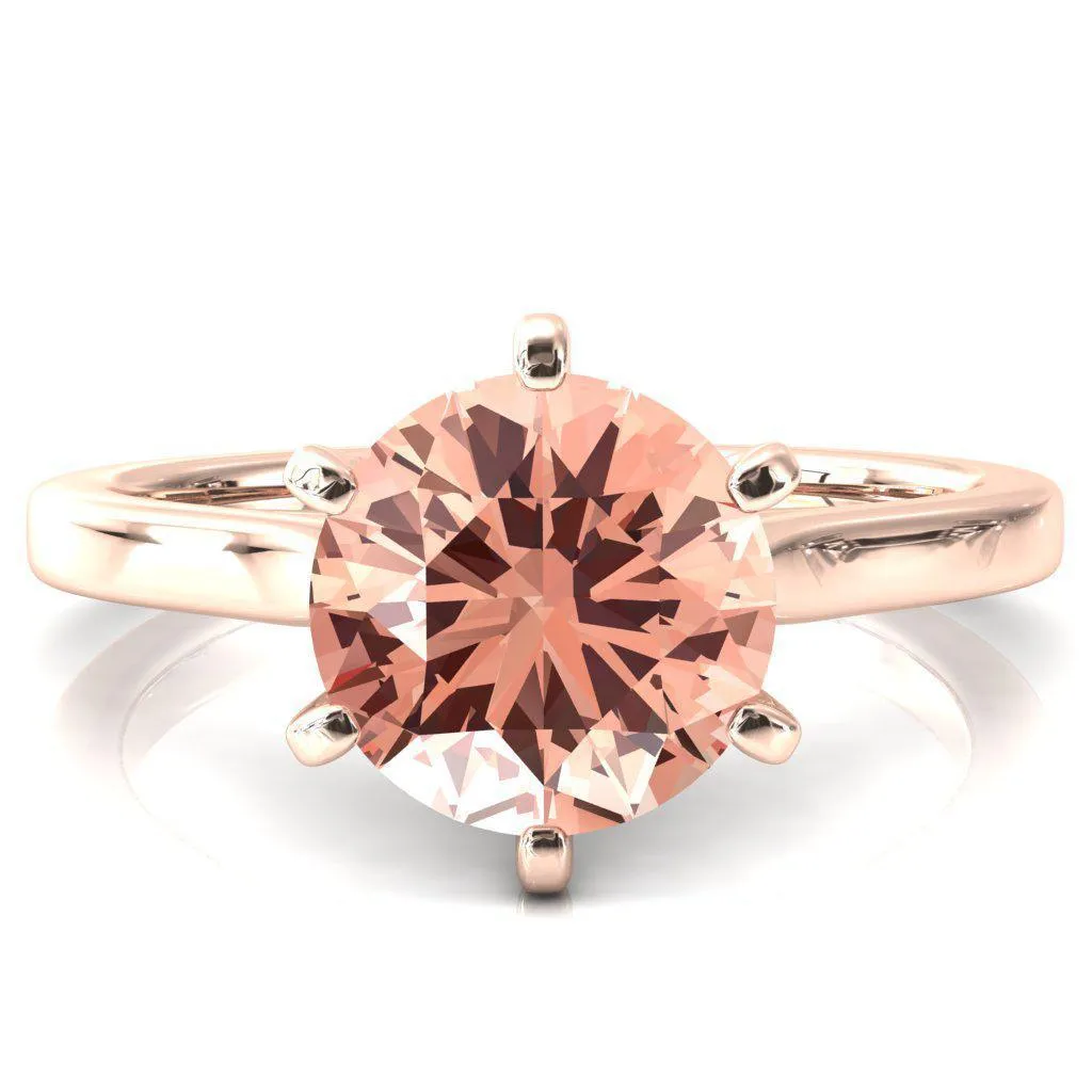 Darci Round Champagne Sapphire 6 Prong Cathedral Solitaire Engagement Ring