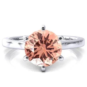 Darci Round Champagne Sapphire 6 Prong Cathedral Solitaire Engagement Ring