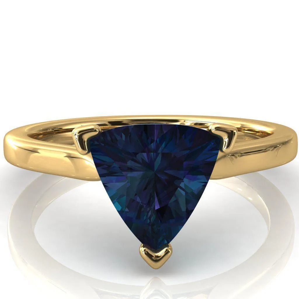 Darci Trillion Alexandrite 3 Prong Cathedral Solitaire Engagement Ring