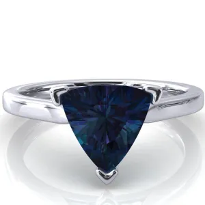 Darci Trillion Alexandrite 3 Prong Cathedral Solitaire Engagement Ring