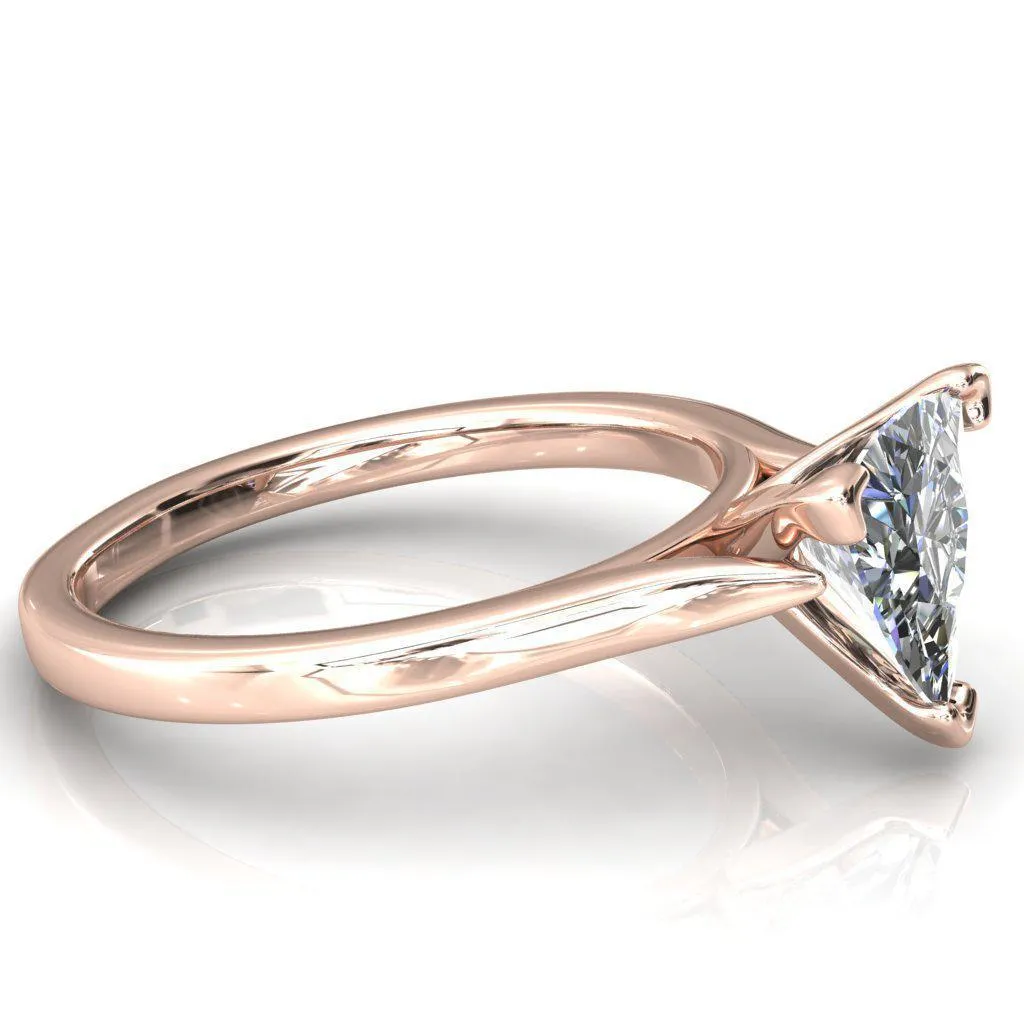 Darci Trillion Moissanite 3 Prong Cathedral Solitaire Engagement Ring