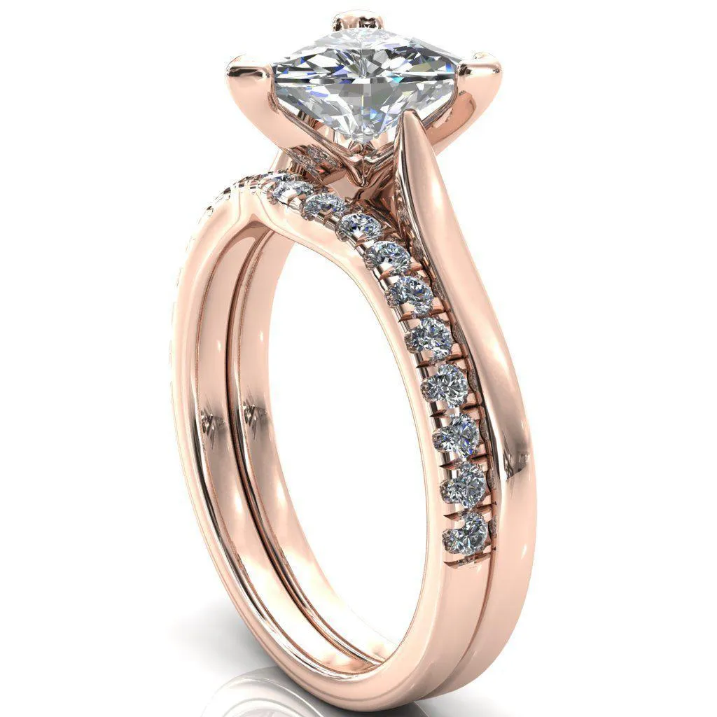 Darci Trillion Moissanite 3 Prong Cathedral Solitaire Engagement Ring
