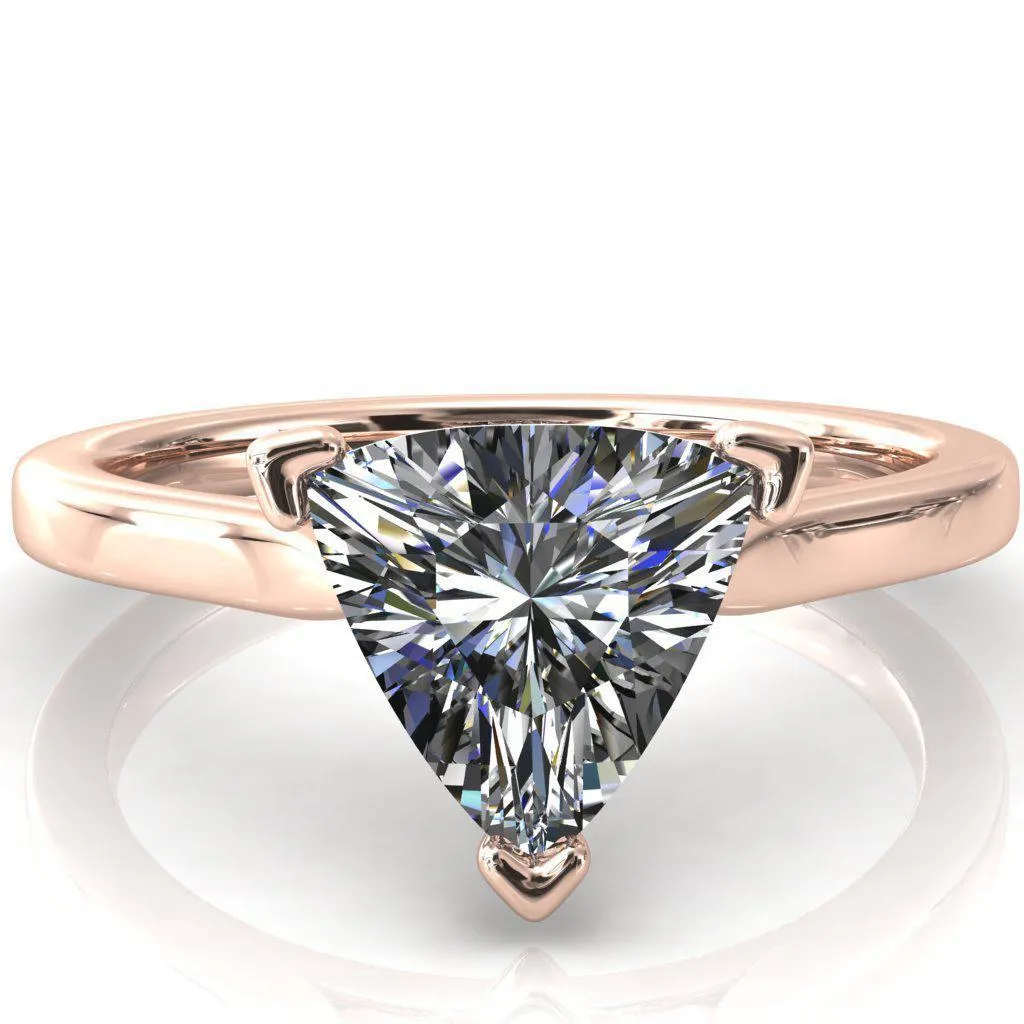 Darci Trillion Moissanite 3 Prong Cathedral Solitaire Engagement Ring