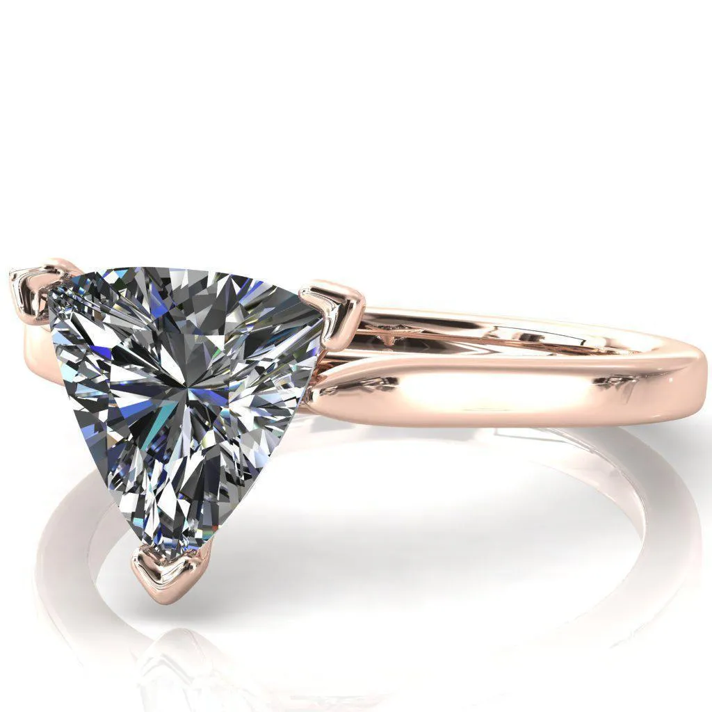 Darci Trillion Moissanite 3 Prong Cathedral Solitaire Engagement Ring