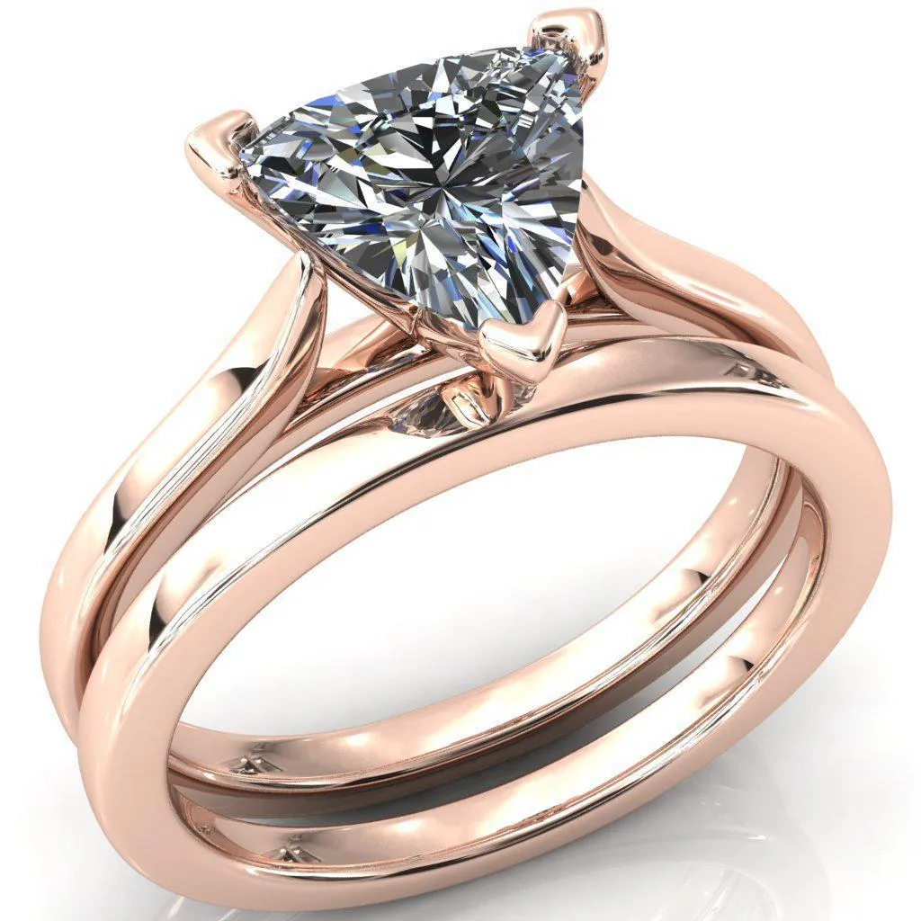 Darci Trillion Moissanite 3 Prong Cathedral Solitaire Engagement Ring