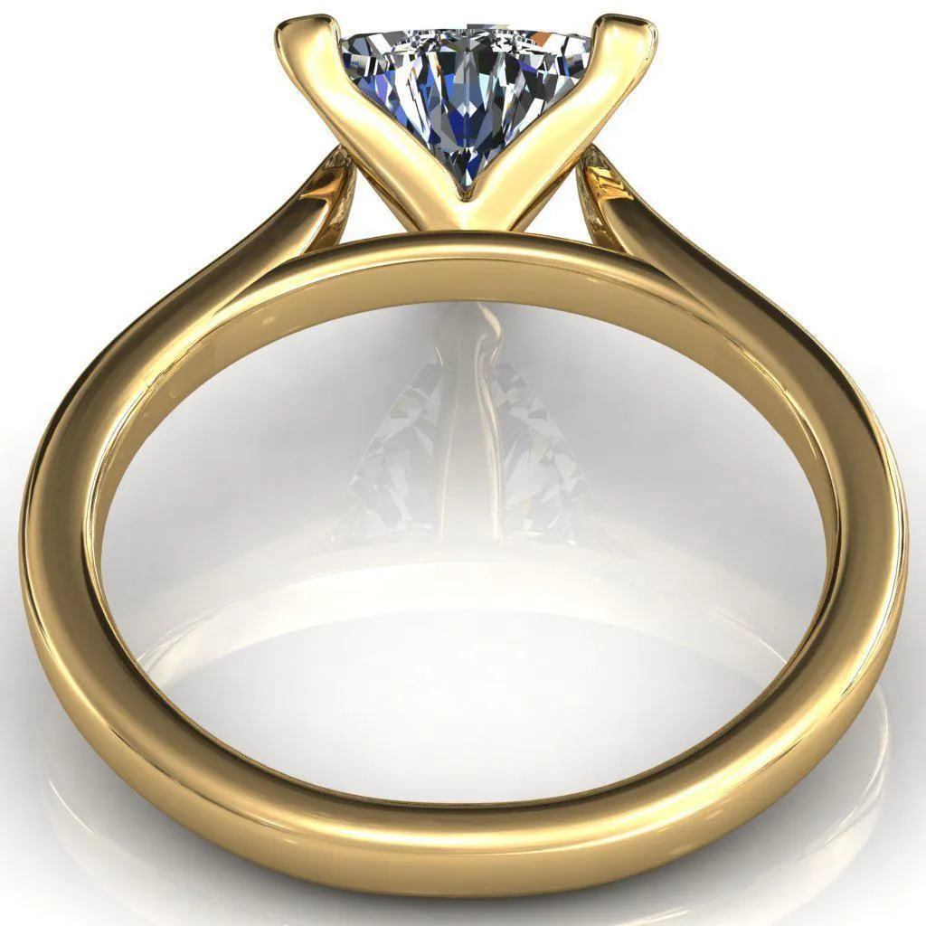 Darci Trillion Moissanite 3 Prong Cathedral Solitaire Engagement Ring