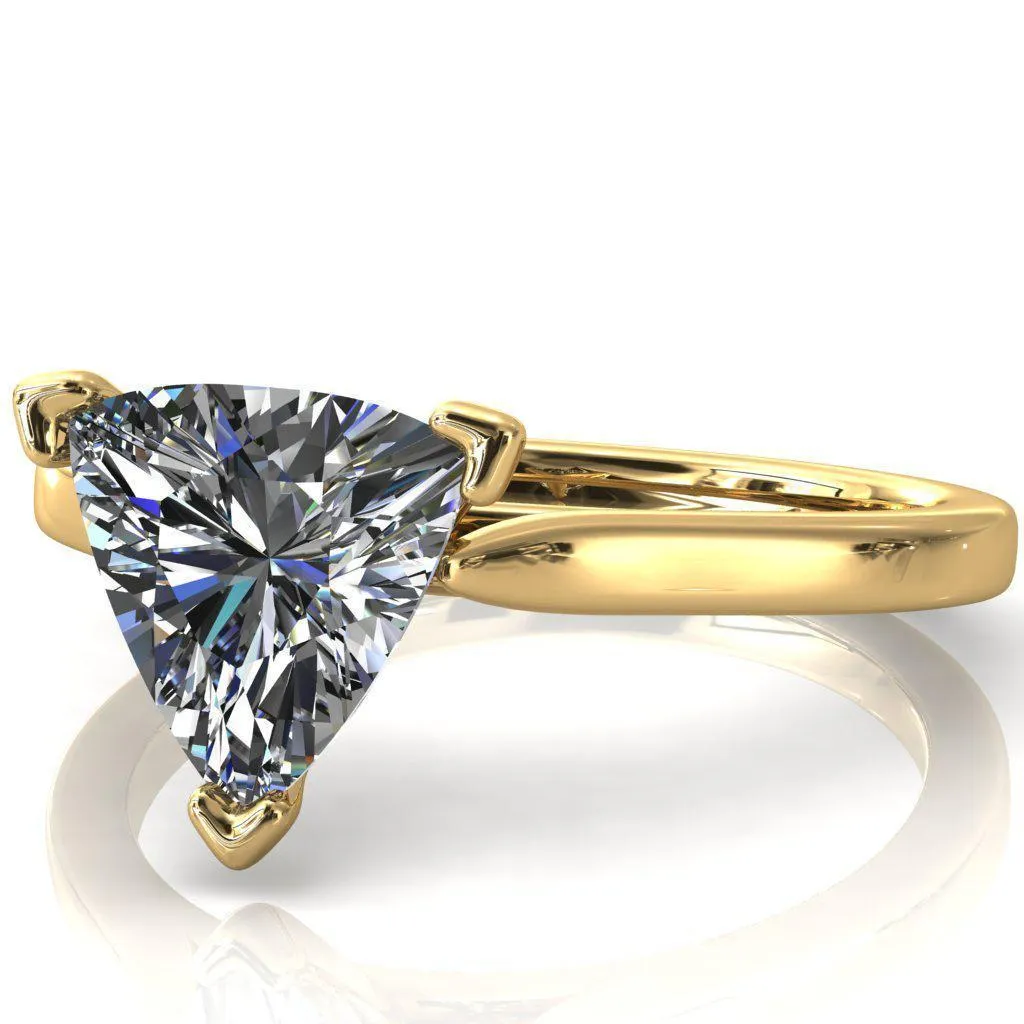 Darci Trillion Moissanite 3 Prong Cathedral Solitaire Engagement Ring