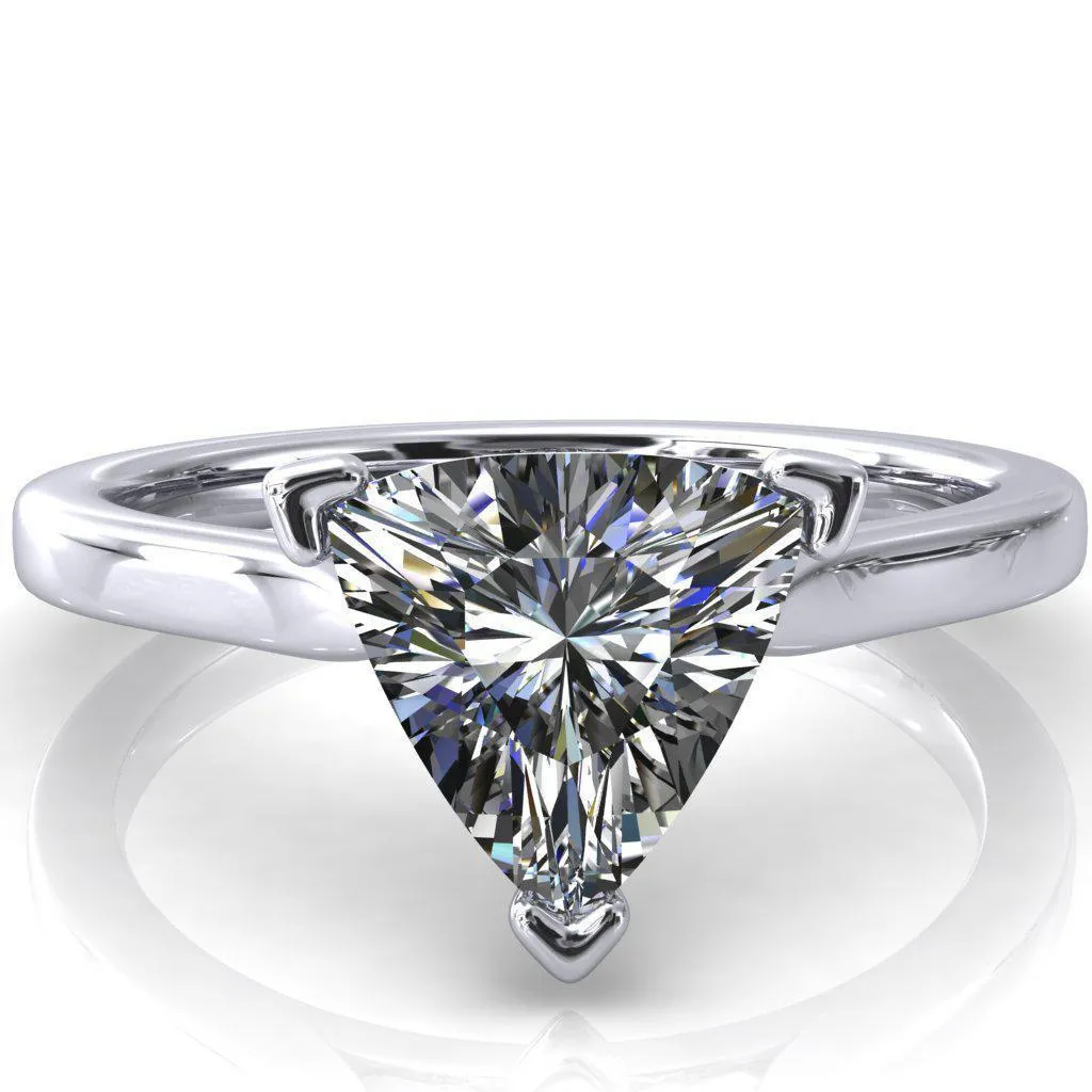 Darci Trillion Moissanite 3 Prong Cathedral Solitaire Engagement Ring