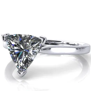 Darci Trillion Moissanite 3 Prong Cathedral Solitaire Engagement Ring