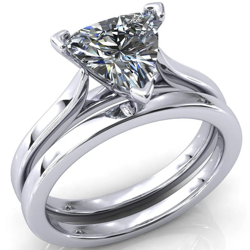 Darci Trillion Moissanite 3 Prong Cathedral Solitaire Engagement Ring