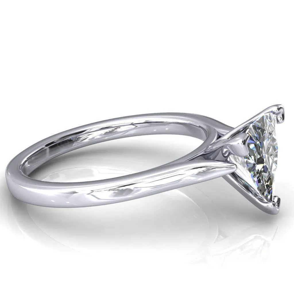 Darci Trillion Moissanite 3 Prong Cathedral Solitaire Engagement Ring