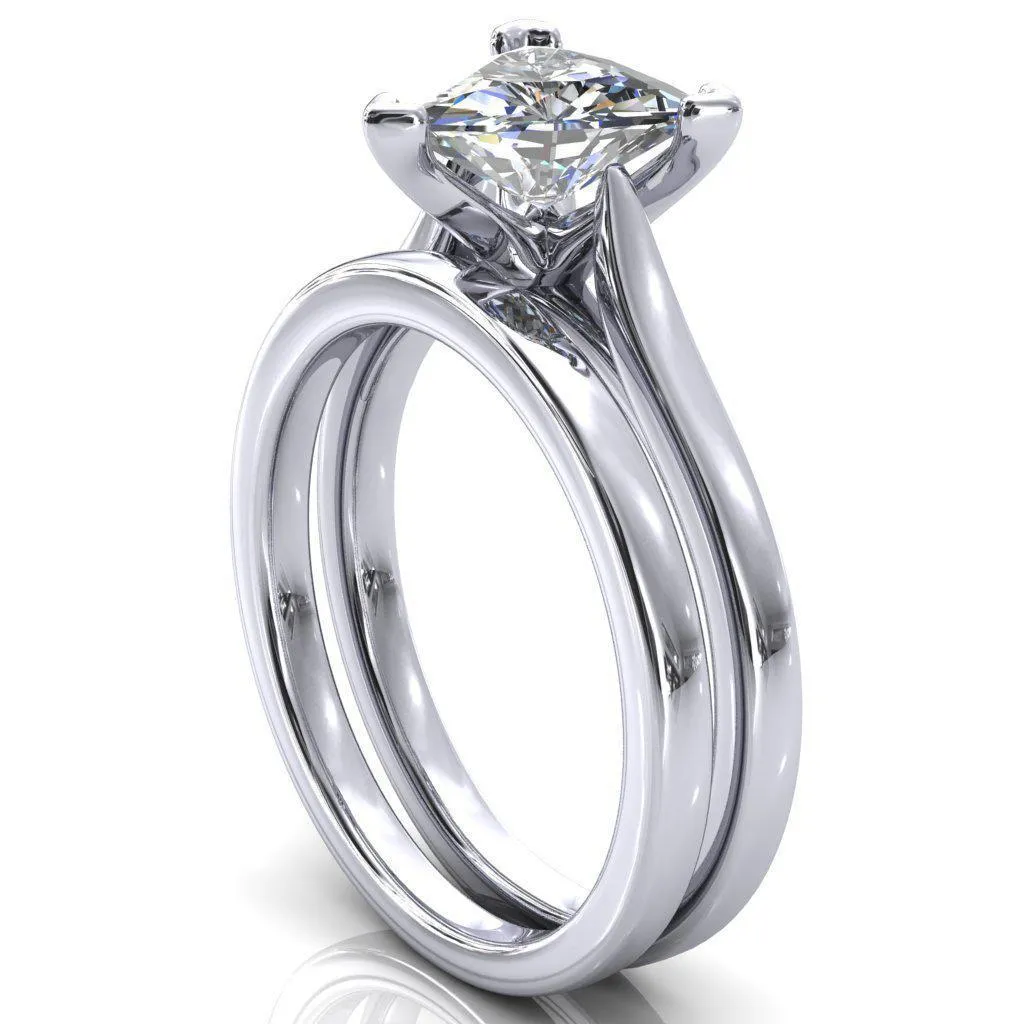 Darci Trillion Moissanite 3 Prong Cathedral Solitaire Engagement Ring
