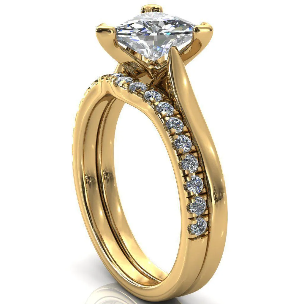 Darci Trillion Moissanite 3 Prong Cathedral Solitaire Engagement Ring