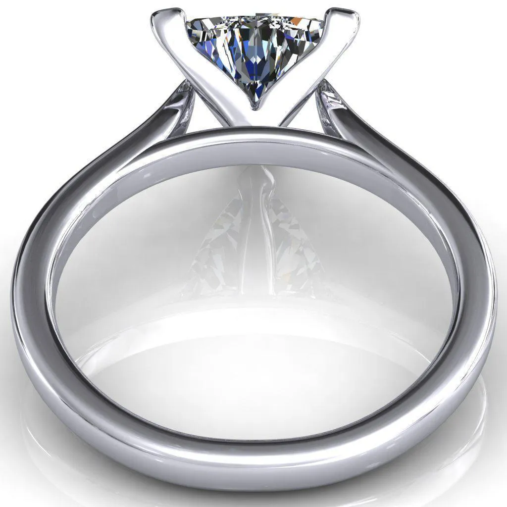 Darci Trillion Moissanite 3 Prong Cathedral Solitaire Engagement Ring